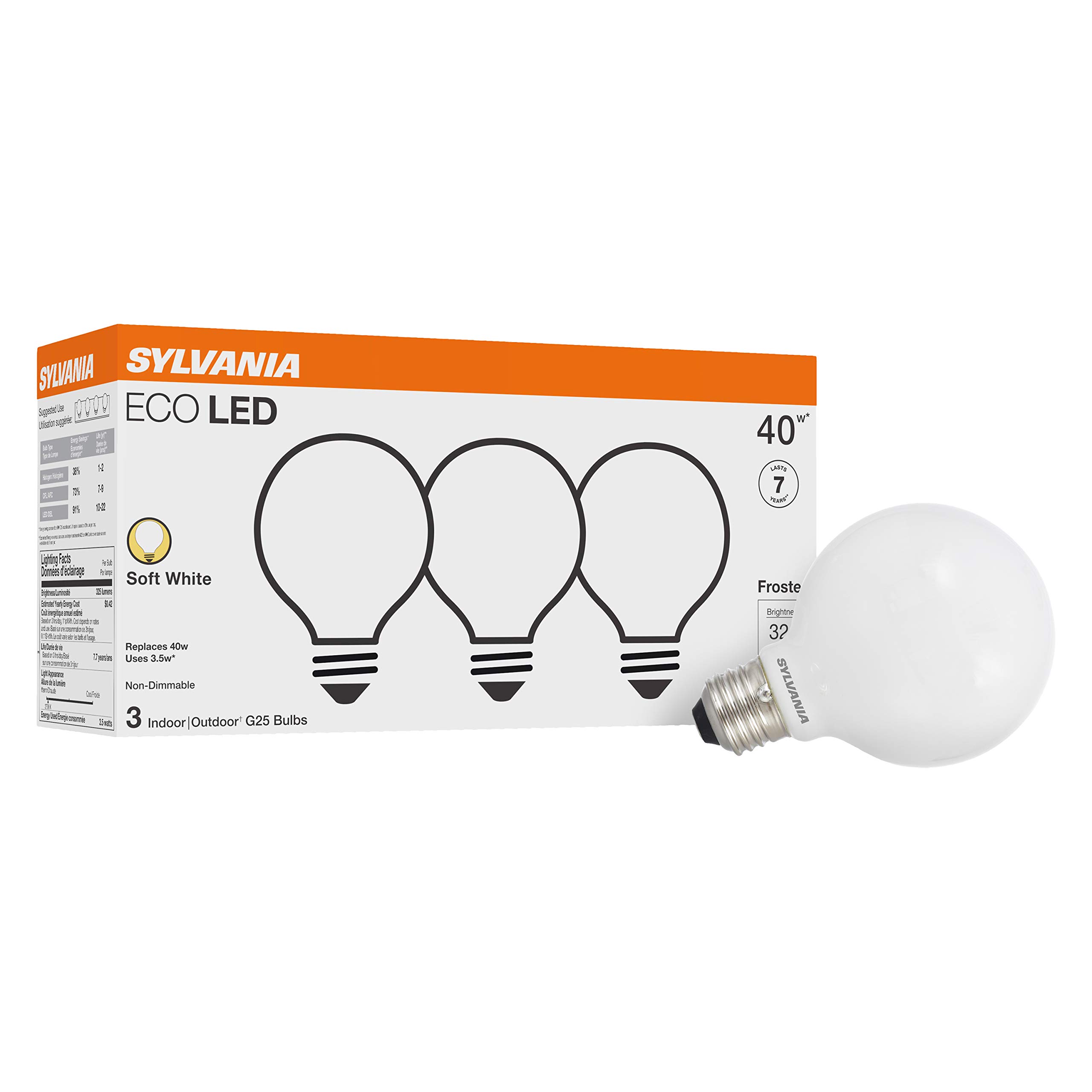 SYLVANIA ECO LED Light Bulb, G25 Globe, 40W