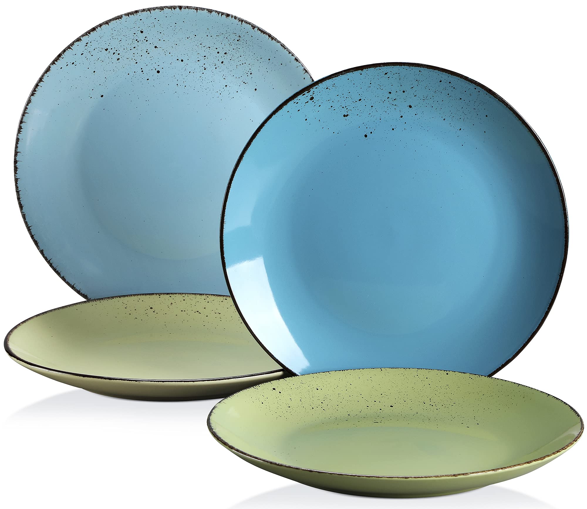 vancasso Navia Prato Dessert Plate Set of 4, Stoneware Vintage Look Multicolour Dinnerware Tableware, 8.5 inch Snack/Salad/Fruit/Side Plate. (21.5 * 21.5 * 2.5cm)