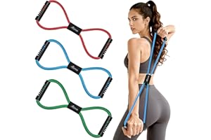 HPYGN Resistance Bands, Figure 8 Exercise Bands for Women Men, 8 Shaped Resistance Bands for Arms, Chest Expander, Yoga Gym Fitness Pulling Rope 8 Word Elastic for Exercise Muscle Training Tubing