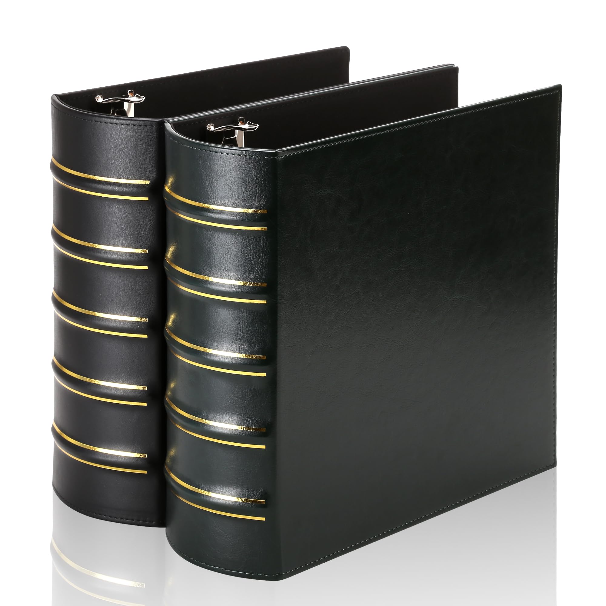 Photo 1 of *Minor Damaged*
LETVPVOW 2 Pcs Vintage Hardback 3 Ring Binder 3 Inch, Professional Leather Binder 3 Ring, Three Ring Binders Fits 8.5 x 11, D Ring Binders for Home, School and Office- (1 Black and 1 Dark Green)
