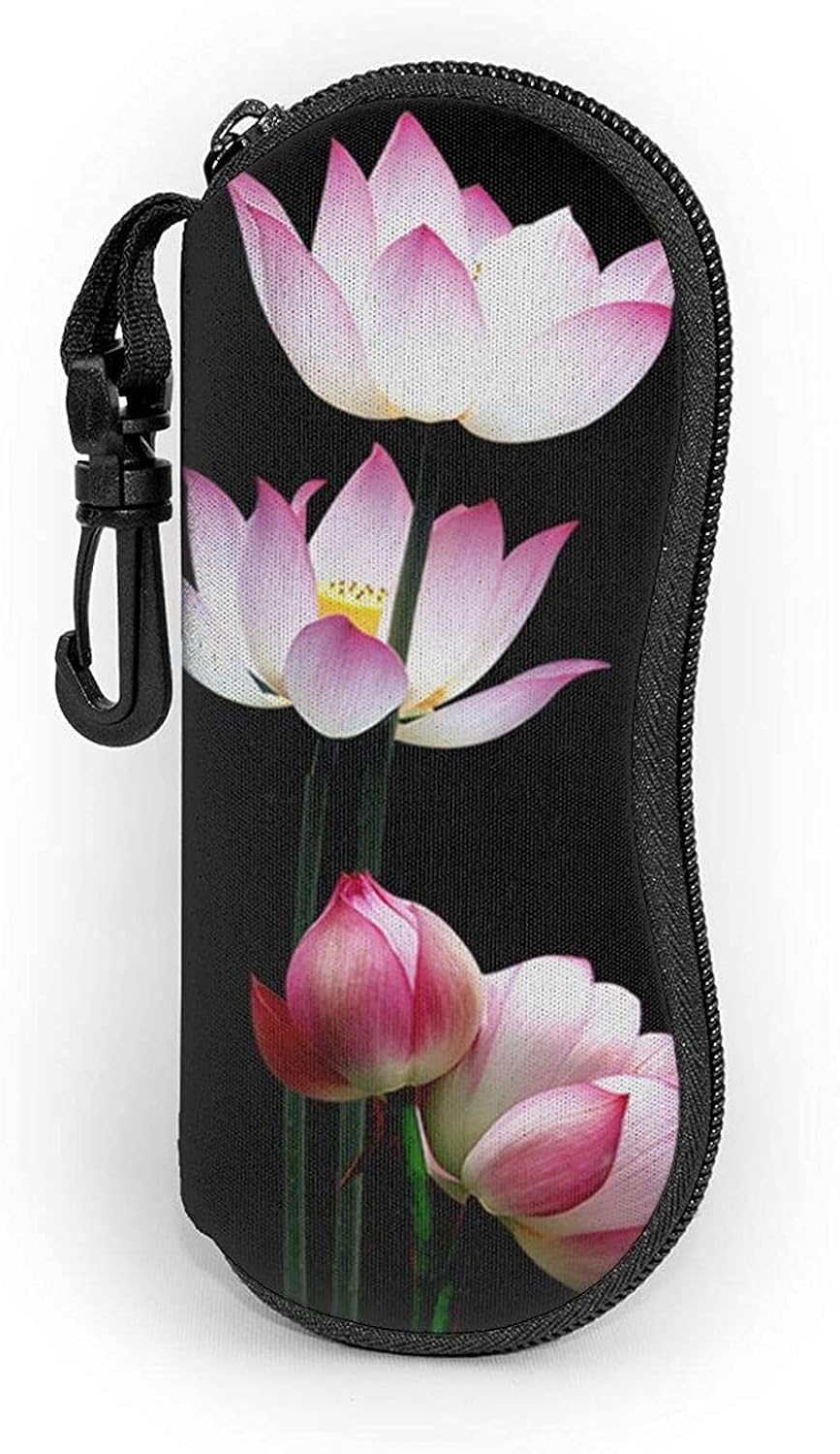Vintage Pink Lotus Flower Sunglasses Soft Case Glasses Case For Women