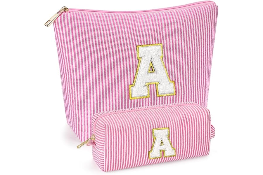 2PCS Makeup Bags Teen Girl Gifts Trendy Stuff – Personalized Christmas Gifts for Women – Stocking Stuffers for Teen Girls – Cosmetic Bag for Travel Toiletry – 11 12 13 14 15 16 Years Old Gift – Pink A