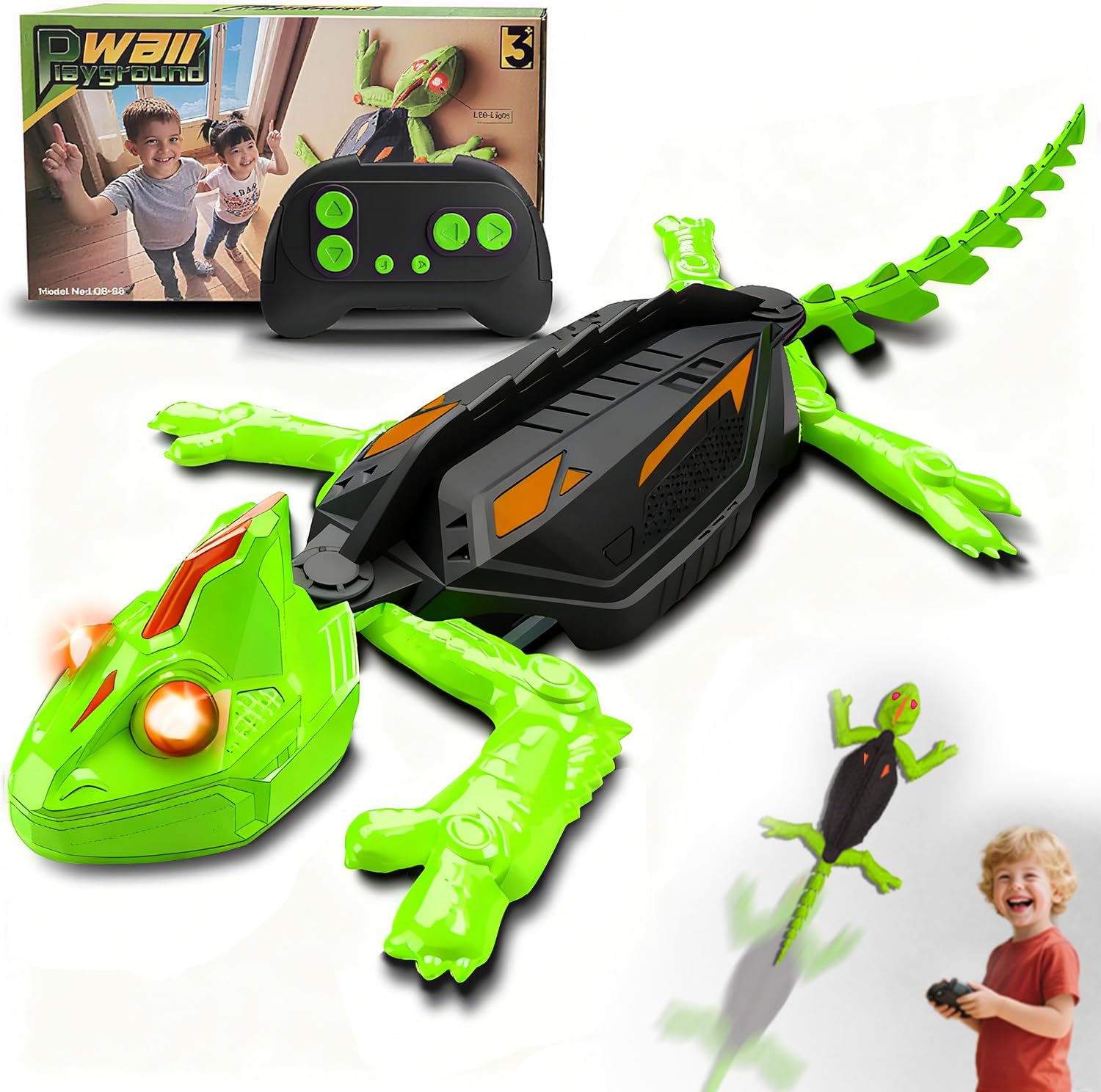 Photo 1 of Zingelo Wall Climbing RC Chameleon Toy for Kids, Rechargeable Remote Control Lizard Toy with LED Eyes, Dual Mode Floor & Wall Driving, Halloween Christmas Birthday Gift for Boys Girls Ages 3+