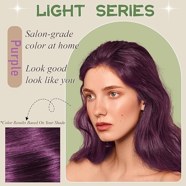 PURPLE SEMI-PERMANENT HAIR COLOR FOR GREY HAIR – 3 IN 1 INSTANT PLANT-BASED FORMULA FOR ALL HAIR TYPES, 15-MINUTE BUBBLE DYE KIT FOR WOMEN