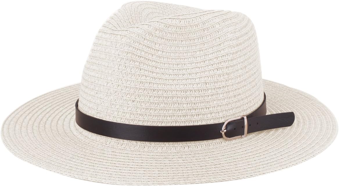 Panama Style Straw Fedora Hat Unisex Foldable Wide Brim Sun Hat