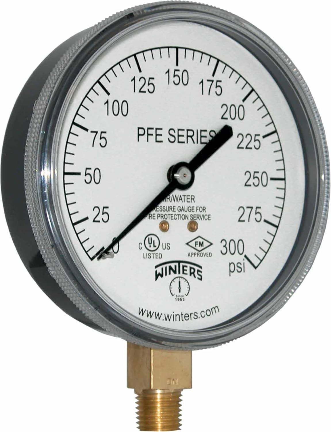 Winters PFE Series Single Scale Sprinkler Pressure Gauge, 31/2" Dial