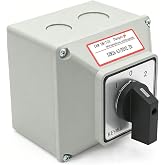 KEYMOO 63A 660V 2 Pole Rotary Changeover Switch with Outer Box, 3 Position ON-Off-ON, 2NO 2NC 8 Terminals Universal Selector Switch for Motor Control, Electric Power Control