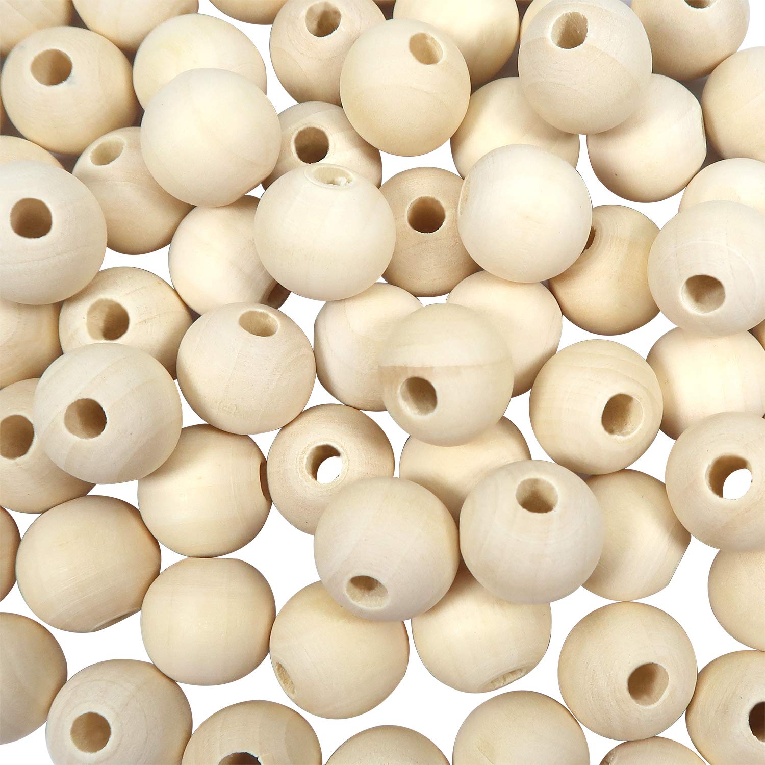 Toaob 14 mm 100 Pieces Wooden Beads Round Natural Loose Spacer Beads for DIY Jewellery Making