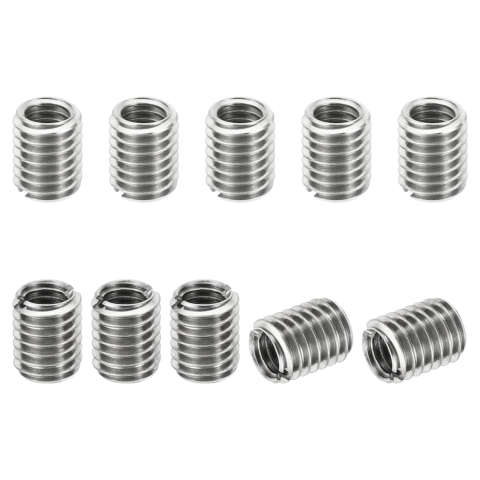 PATIKIL Thread Adapters Sleeve Reducing Nut, 10 Pcs M8*1.25 Male to M6*1 Female Repairing Insert Nut Screw Reducer Conversion Stainless Steel Fastener 10mm — image 1