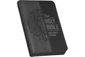 KJV Holy Bible, Mini Pocket Size, Red Letter, Reading Plan, Thematic Verse Finder, Ribbon Bookmark, King James Version, Vegan Leather, Black/Gray Zipper Closure, 6.2" x 4.3" (KJV Pocket Editions)