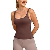 BAYDI Clouduxi Tank Tops with Built in Bras-Square Neck Workout Tops Padded Yoga Shirts Gym Athletic Sleeveless Camisole