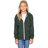 BELLA + CANVAS Youth Sponge Fleece Full-Zip Hoodie L Heather Forest