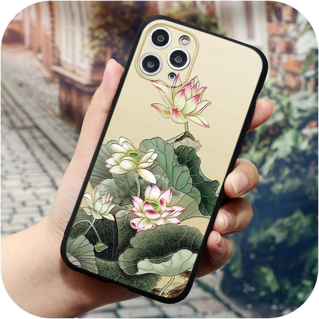 3Fen1BlFor iPhone SE 2020 Vintage Flower 3D Relief Case for iPhone 12