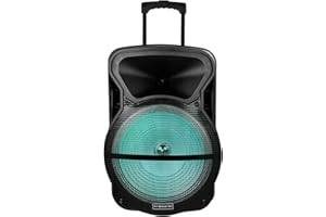 Trexonic Combination 15 Inch Bluetooth Portable Speaker and Tripod Stand with Reactive Lights, FM Radio, USB/TF Inputs, Rechargeable Battery & Voice Broadcast