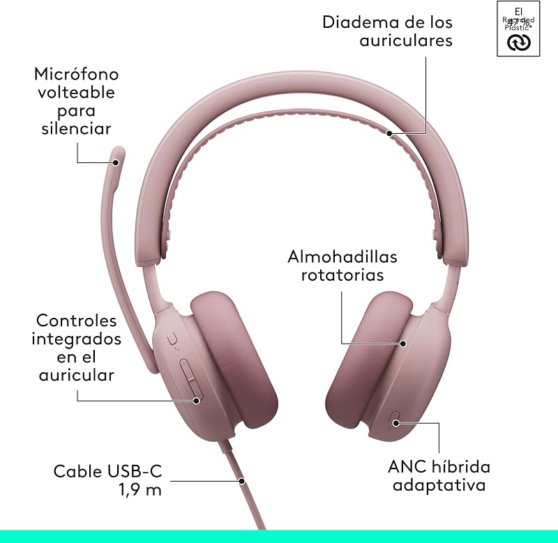 Zone Wired 2: Auriculares con Cancelación de Ruido, Rosa — foto 6 de 8