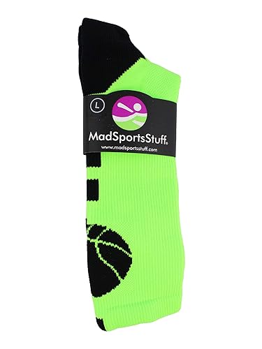 MadSportsStuff Basketball Socks with Basketball Logo Crew Socks