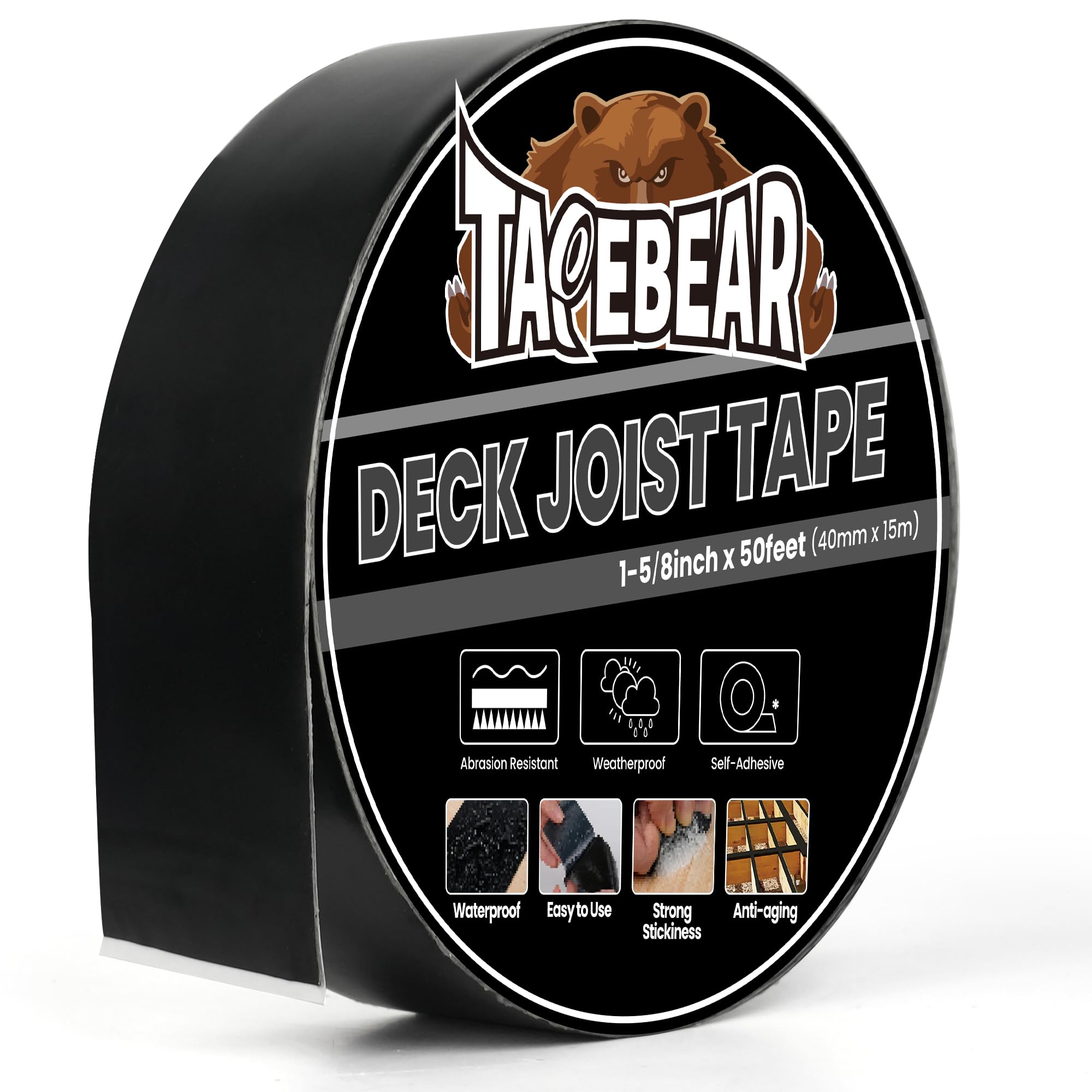TAPEBEAR Joist Tape 40mm x 15m, Deck Joist Sealant Flashing Tape for Decking, Wood Beams Rim, Roof
