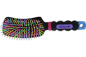 Tail Tamers 909RB Rainbow Curved Handle Mane and Tail Brush for Horses