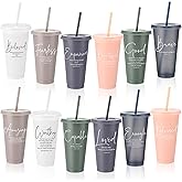 Havawish Inspirational Christian Gift Bible Verse Tumbler Bulk 24 oz Religious Plastic Drinking Cups with Lid Straw for Women's Day Mother Father Grandma Church Sunday School(12 Set,Vivid Color)