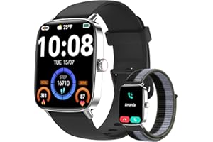 YOEVER Smart Watch for Women Men, 2025 New Smartwatch (Answer/Make Call) for iPhone/Android, 1.85" HD 60+FPS Screen Fitness Tracker with 110+ Sport Modes, Sleep/Health Monitor, IP68 Waterproof, with 2 Bands