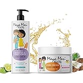Maya Mari Kids 2 in 1 Shampoo and Conditioner and Curl Cream Set for Curly Hair Products, Tear Free, Sulfate Free, Cruelty Free Haircare for Boys and Girls