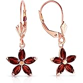 Galaxy Gold GG 14k Solid Gold Leverback Earrings with Natural Garnets