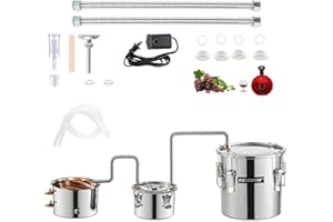 DESENNIE Shine Still Alcohol Distiller Home Brewing Distillery Kit 3 Gallon with Stainless Pot and Thumper Keg Water Pump Copper Coil for DIY Whisky Brandy Wine Making Extracting Essential Oil
