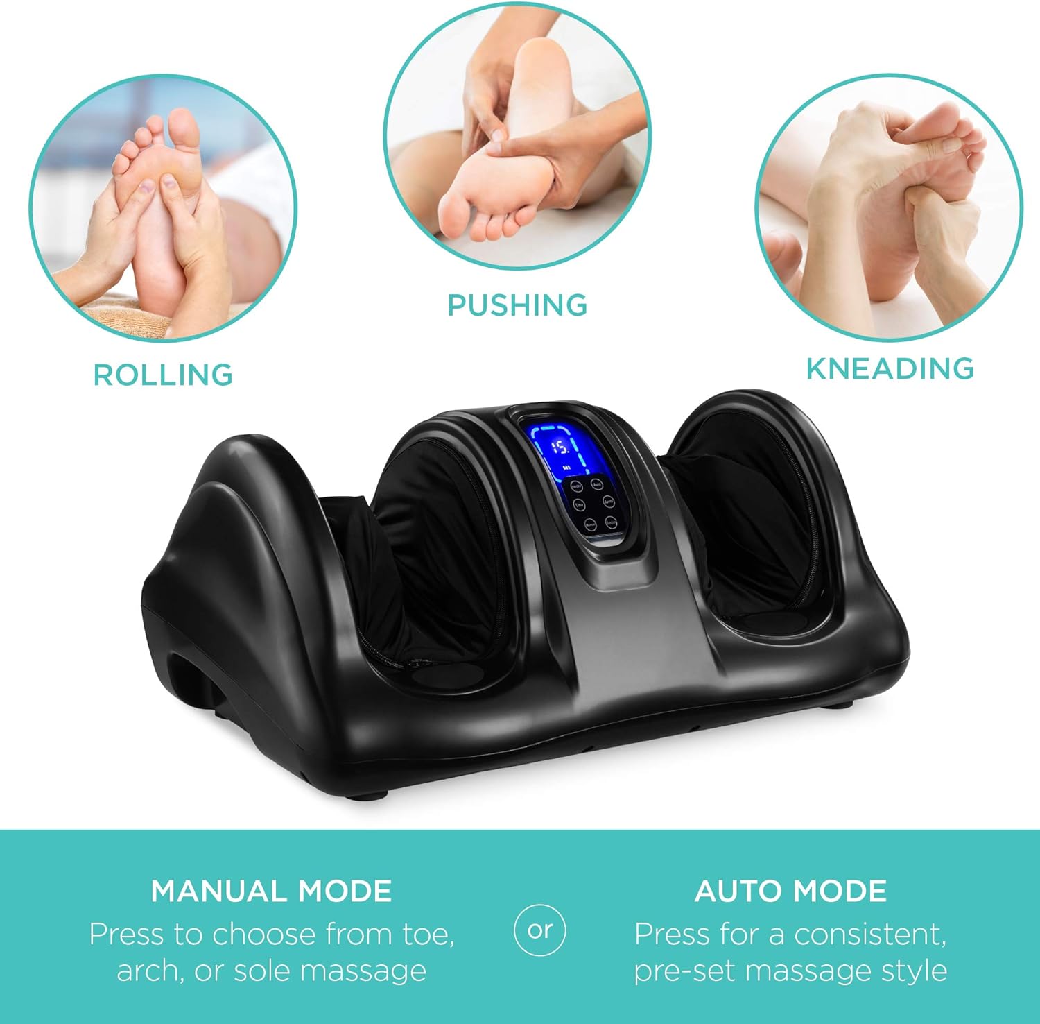 Best Choice Products Therapeutic Shiatsu Foot Massager Kneading and Rolling for Foot, Ankle, Nerve Pain w/Handle, High Intensity Rollers, Remote Control, LCD Screen, 3 Massage Modes - Black: Health & Personal Care