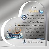 Brother Inspirational Birthday Gifts Acrylic Plaques My Boy Graduation Gift Men Christmas Appreciate Cute Heart Signs for Him Best Go to University Encourage Souvenirs From Sisters Bro