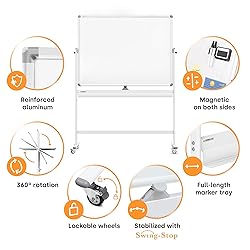 Rolling Dry Erase Board 46 x 32 - Large Portable