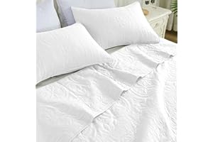FLYMME Full/Queen Size Quilt Bedding Set,White Microfiber Lightweight Soft Bedspread,Reversible Farmhouse Floral Pattern Coverlet Set for All Seasons,3 Piece Includes 1 Quilt and 2 Shams