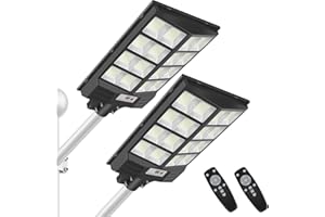 INSDEA 3200W Solar Street Light Motion Sensor, Dusk to Dawn Solar Flood Lights Outdoor Waterproof, 8000K Solar Security Lights, Solar Lights for Outside Garden Yard Path (2PCS)