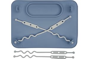 BUSY BABY Silicone Mat - New and Improved Suction Cups, 4 Straps to Secure Baby Essentials, Self Feeding, Baby Led Weaning, Travel Sleeve Included (Pewter)