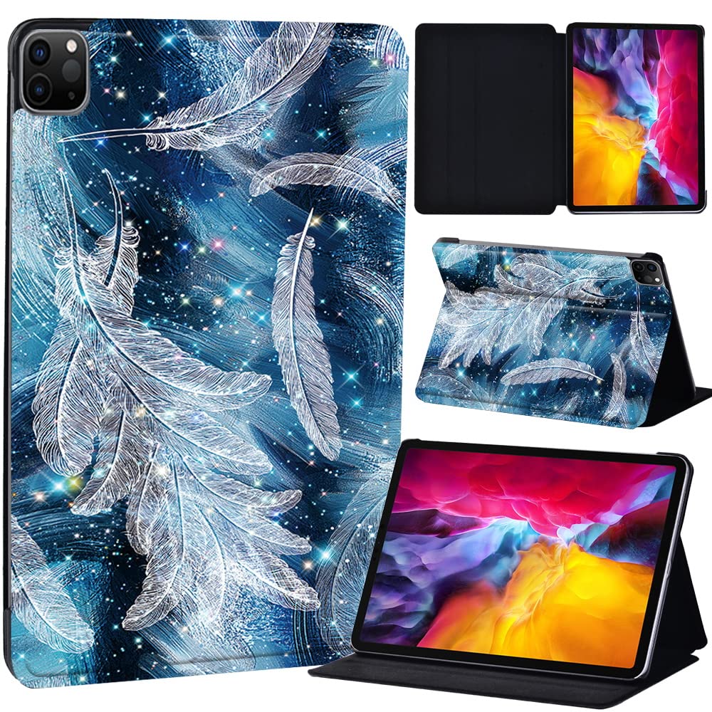 PU Leather + hard shell Ultra slim lightweight Folio Flip Tablet Stand Smart Cover Case Fit iPad Air 4 10.9" (2020) / iPad Pro 11" (2018 2020 2021) (sparkling feather)