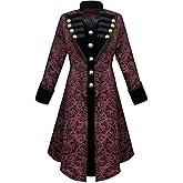 TZMAPU Women's Vintage Long Pirate Jacket Victorian Gothic Steampunk Tailcoat