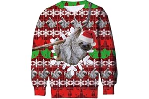 Enlifety Boys Girls Ugly Christmas Sweater Funny 3D Printed Fleece Sweatshirts Xmas Pullover Jumpers Graphic Tee Shirts 4-16T