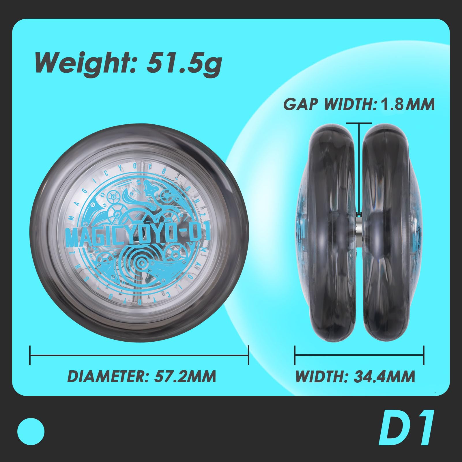 Looping Yoyo D1 Responsive Yo-yo for Kids Beginners, 2A Loop Yoyo Starter Yo Yo Easy to Play Basic String Tricks (Blue+Black)
