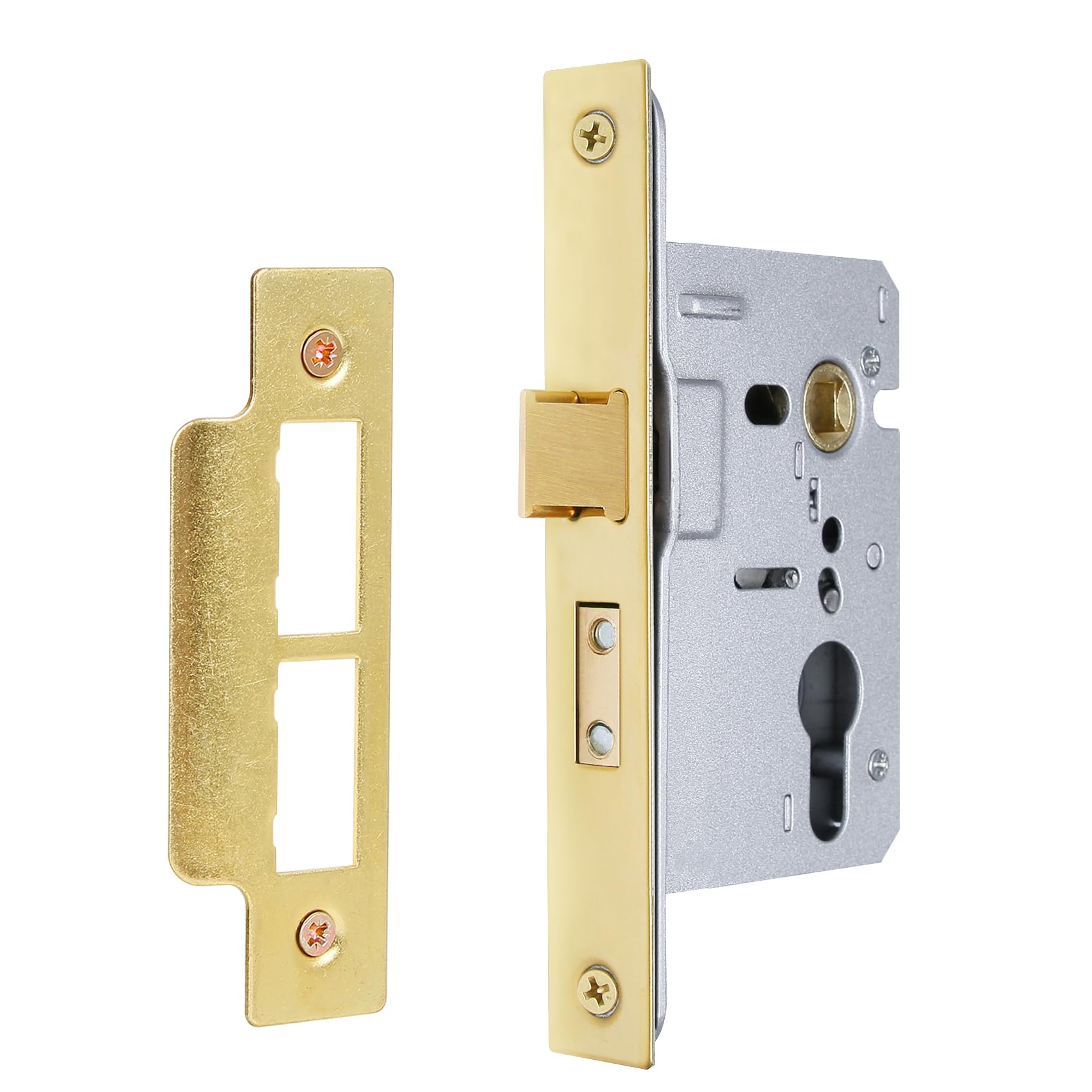 DIDA® Polished Brass Euro Barrel Sashlock - Euro Sash Lock for Internal or External UPVC Doors, Door Latch Hardware and Cylinder Barrel Lock for Doors