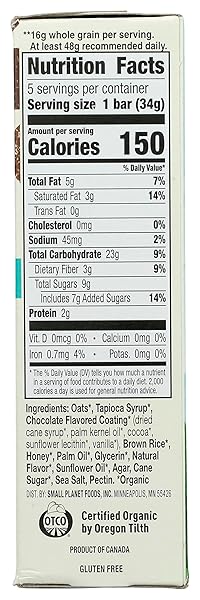 CASCADIAN FARM CHOCOLATE DRIZZLE GRANOLA BARS, GLUTEN FREE, 5 CT
