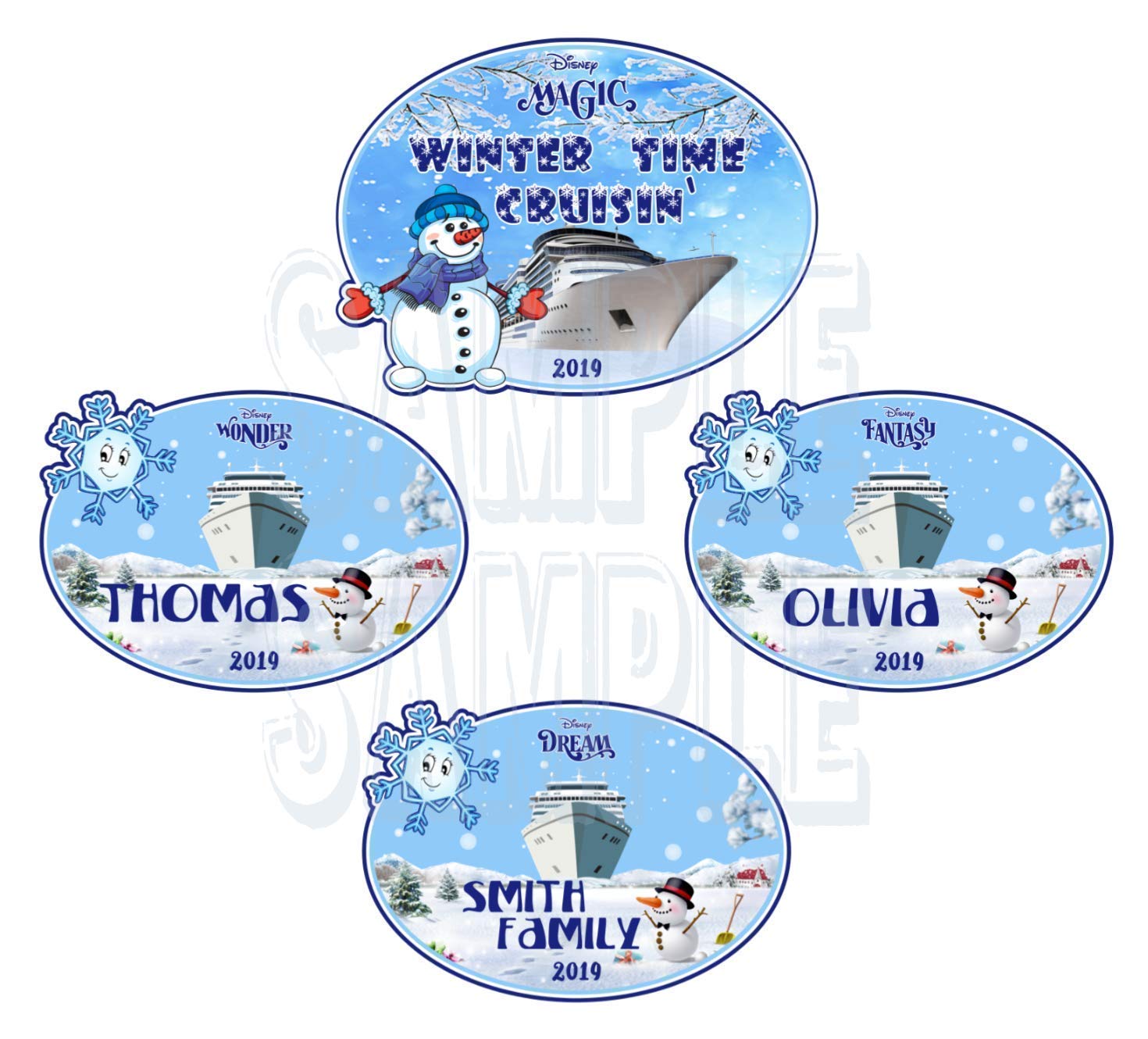 Winter Time Cruisin' Disney Door Magnet, Christmas Cruise, Happy Holidays Cruise Door Magnet, Snowman Cruise Door Magnets, Family Door Magnets