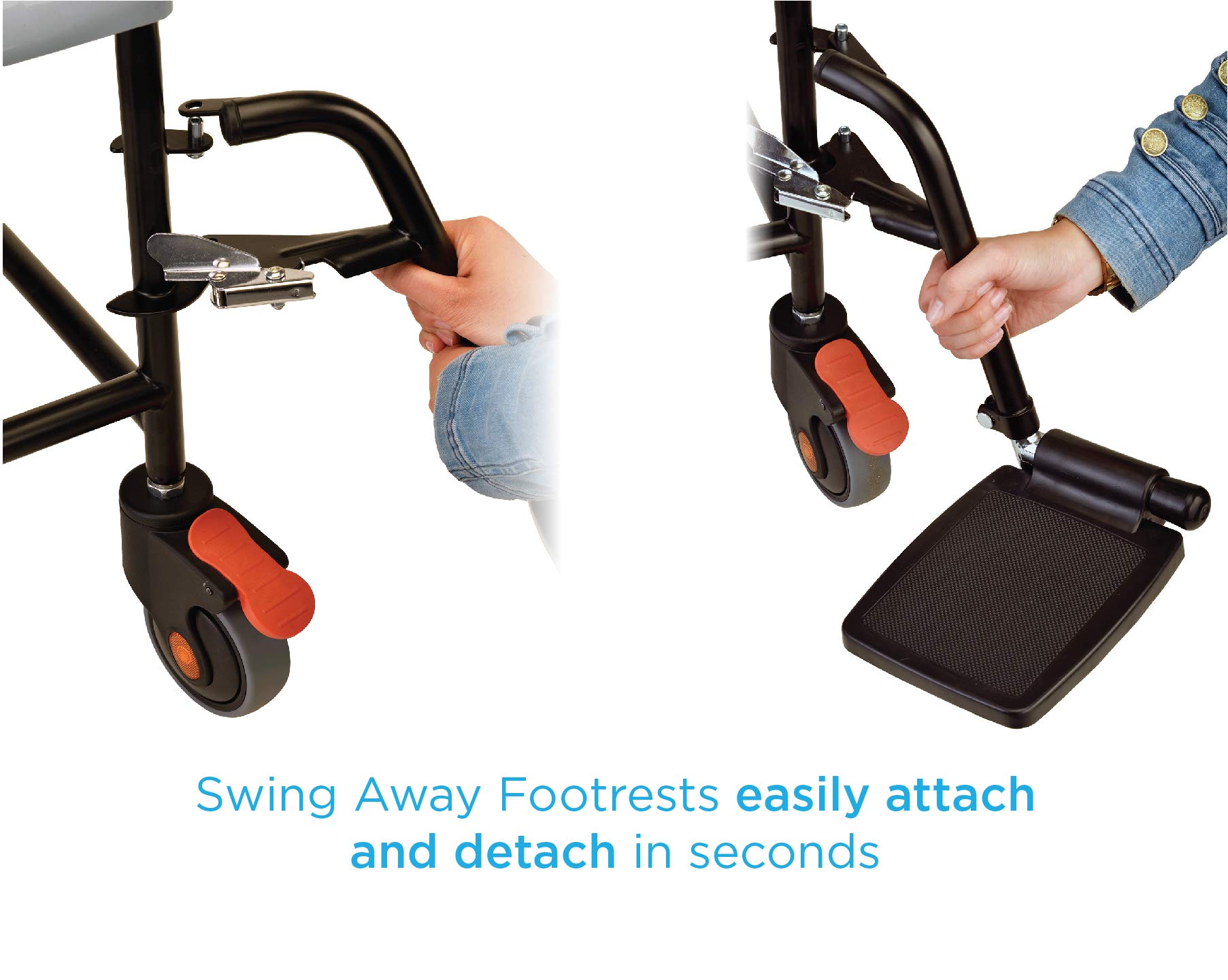 NOVA Drop Arm (for Easy User Transfer) Transport Chair Commode, Rolling