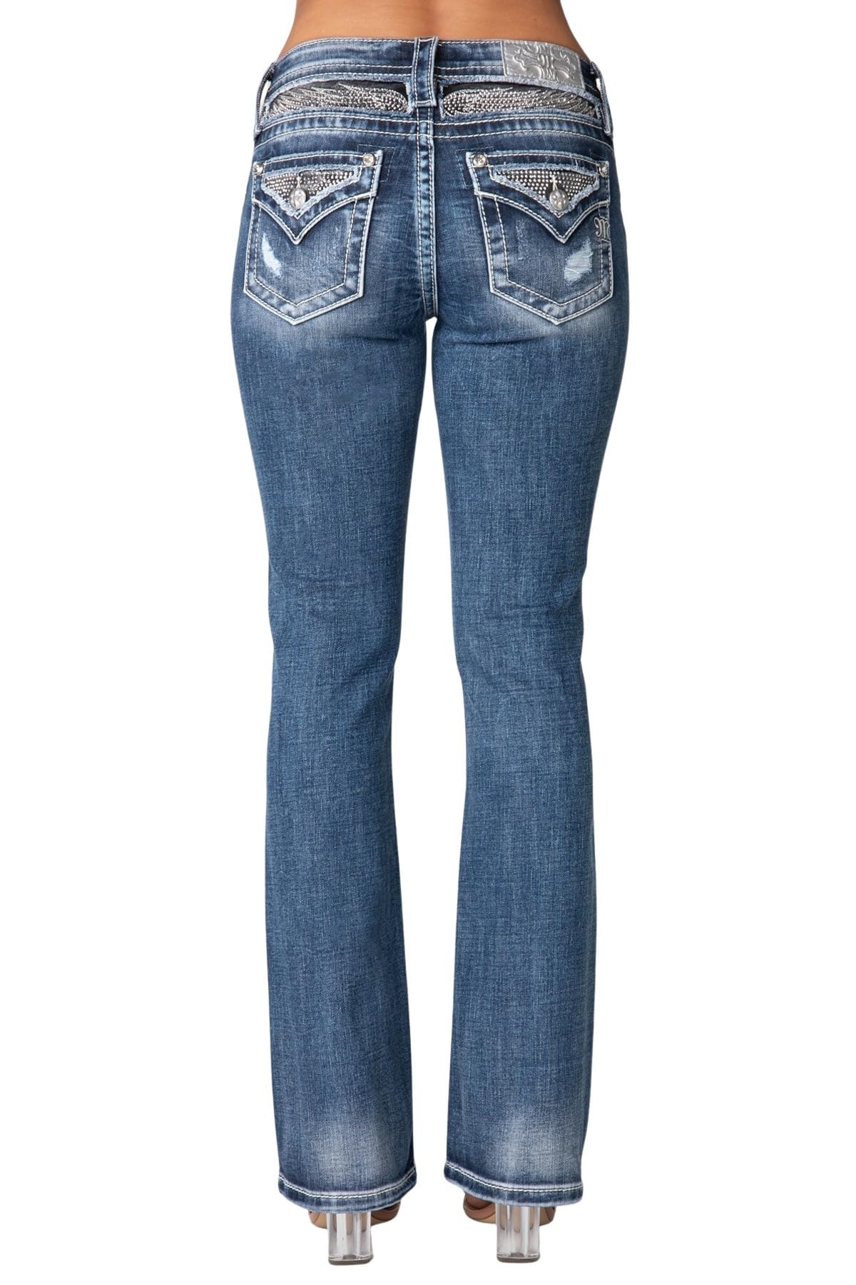 Jean Miss Me Femme - Boot Cut - Taille 29x34 - Neuf Avec étiquettes (NWT) - Poches à Rabat Décorées
