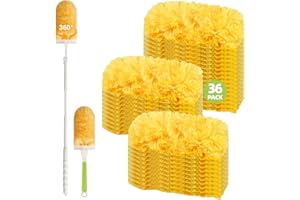 LOVECO 36 Count Duster Refills for Swiffer Duster, 360 Heavy Duty 2 Sides Duster Refills with 2 Handles, Disposable Dusters for Cleaning (36 Count +1 Extended Pole +1 Handle)