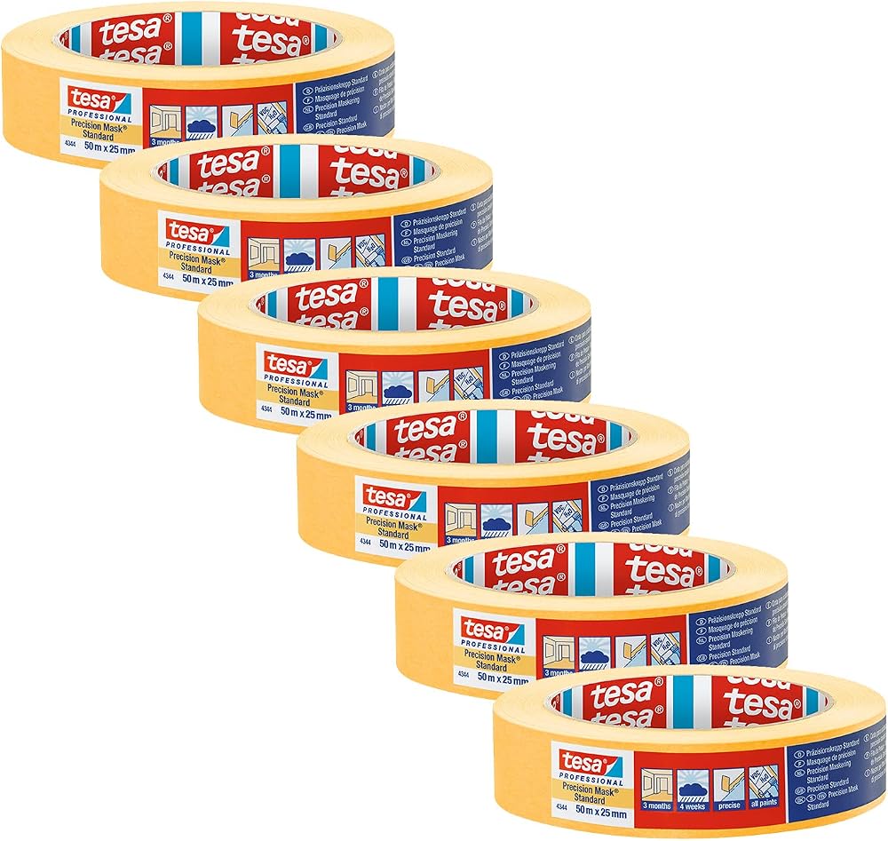 tesa Precision Mask Indoor EdgeMasking Tape 50 m x 25 mm 6 Rolls