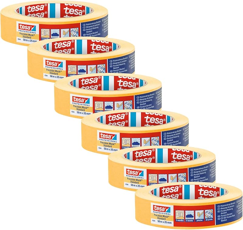 tesa Precision Mask Indoor EdgeMasking Tape 50 m x 25 mm 6 Rolls