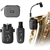 STRICH UHF Wireless Instrument Microphone System with Clip Transmitter and Receiver, Reverb OTG Recording for Trumpet, Trombone, Saxophone, and Brass Instruments