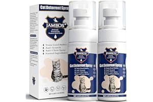 JAMBOS 2 Bottles Cat Deterrent Spray – Natural, Non-Toxic Anti-Scratch Spray for Cats & Kittens – Indoor & Outdoor Pet Training Aid – Furniture & Carpet Protector (Blue, M)