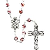 Trinity Church Supply Radiant Red Glass Ruby Bead Rosary with Silver-Tone Crucifix and Centerpiece, 21 Inches, Gift Box Included