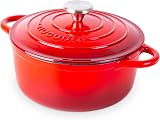 Nuovva Enamelled Cast Iron Dutch Oven 3.1 Qt Red 22cm with Lid