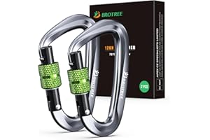 Brotree Carabiner Clips Heavy Duty 12KN (2697lbs) Locking Carabiner Lightweight Aluminium Caribeaner for Hammock, Camping, Hi